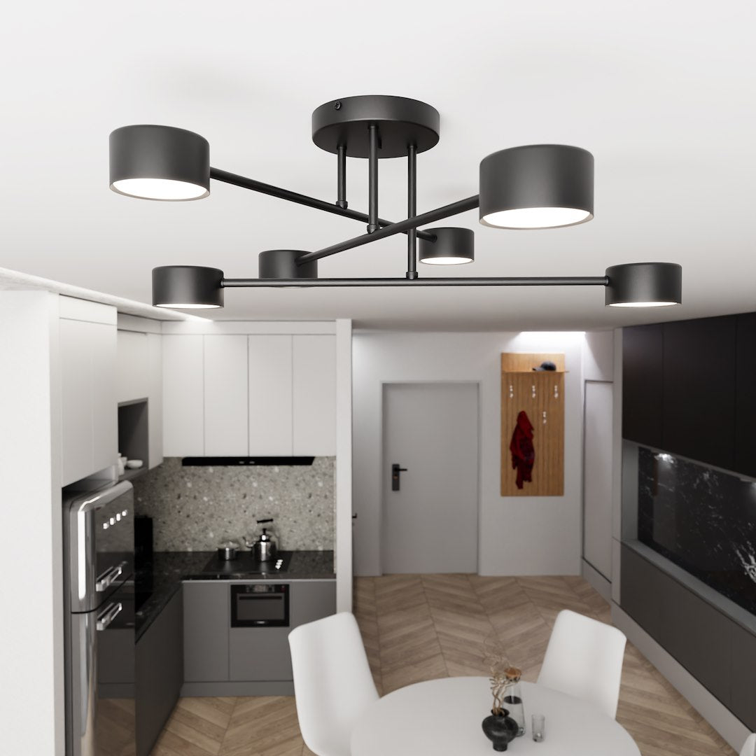 Halo 6 Light Semi Flush Black
