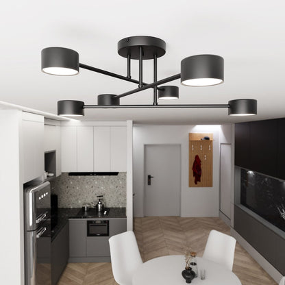 Halo 6 Light Semi Flush Black