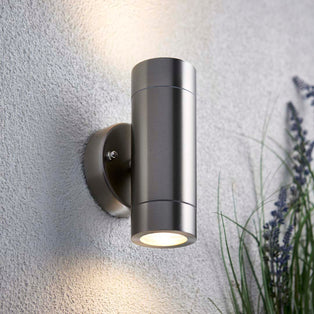 Palin Outdoor 2 Light Wall Light Brushed Steel