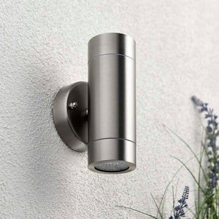 Palin Outdoor 2 Light Wall Light Brushed Steel