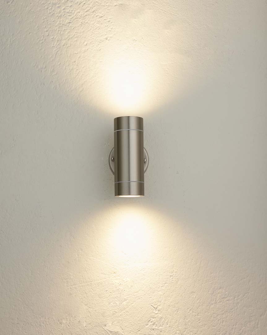 Palin Outdoor 2 Light Wall Light Brushed Steel