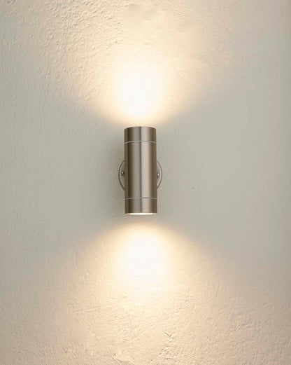 Palin Outdoor 2 Light Wall Light Brushed Steel