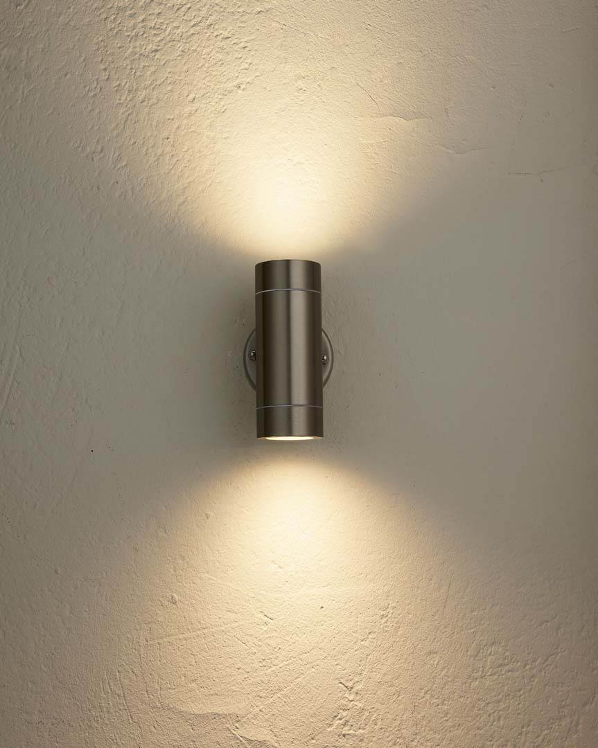 Palin Outdoor 2 Light Wall Light Brushed Steel