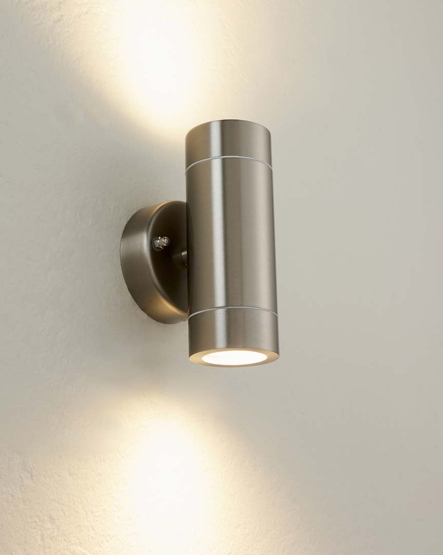 Palin Outdoor 2 Light Wall Light Brushed Steel