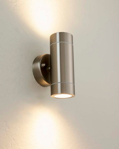 Palin Outdoor 2 Light Wall Light Brushed Steel