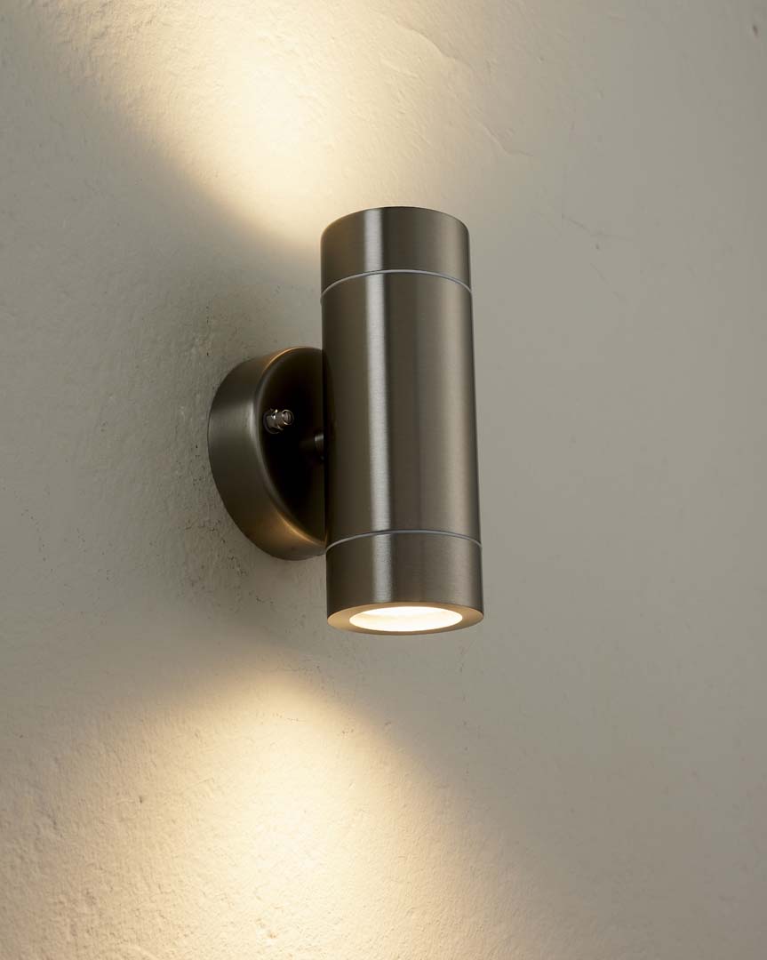 Palin Outdoor 2 Light Wall Light Brushed Steel
