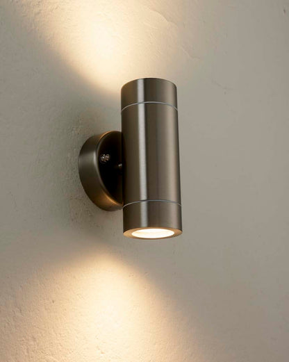 Palin Outdoor 2 Light Wall Light Brushed Steel
