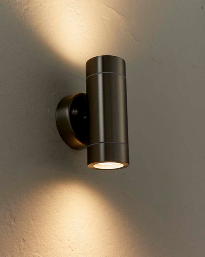 Palin Outdoor 2 Light Wall Light Brushed Steel
