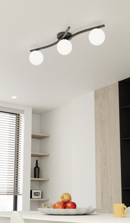 Opus 3 Light Semi Flush Black & White