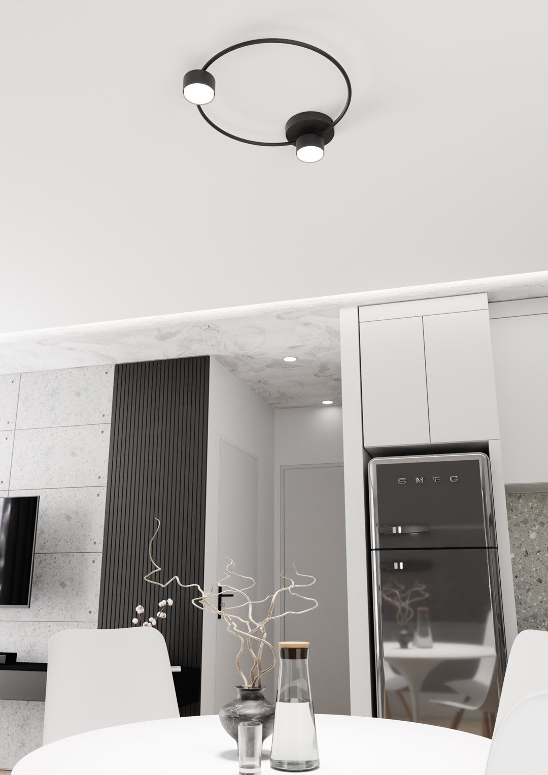 Lucio 2 Light Semi Flush Black