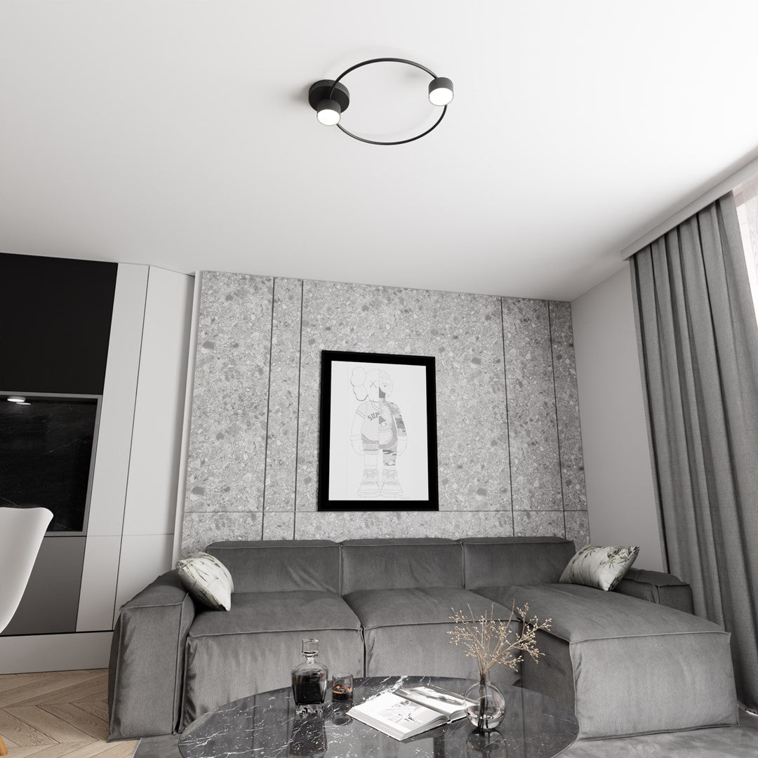 Lucio 2 Light Semi Flush Black