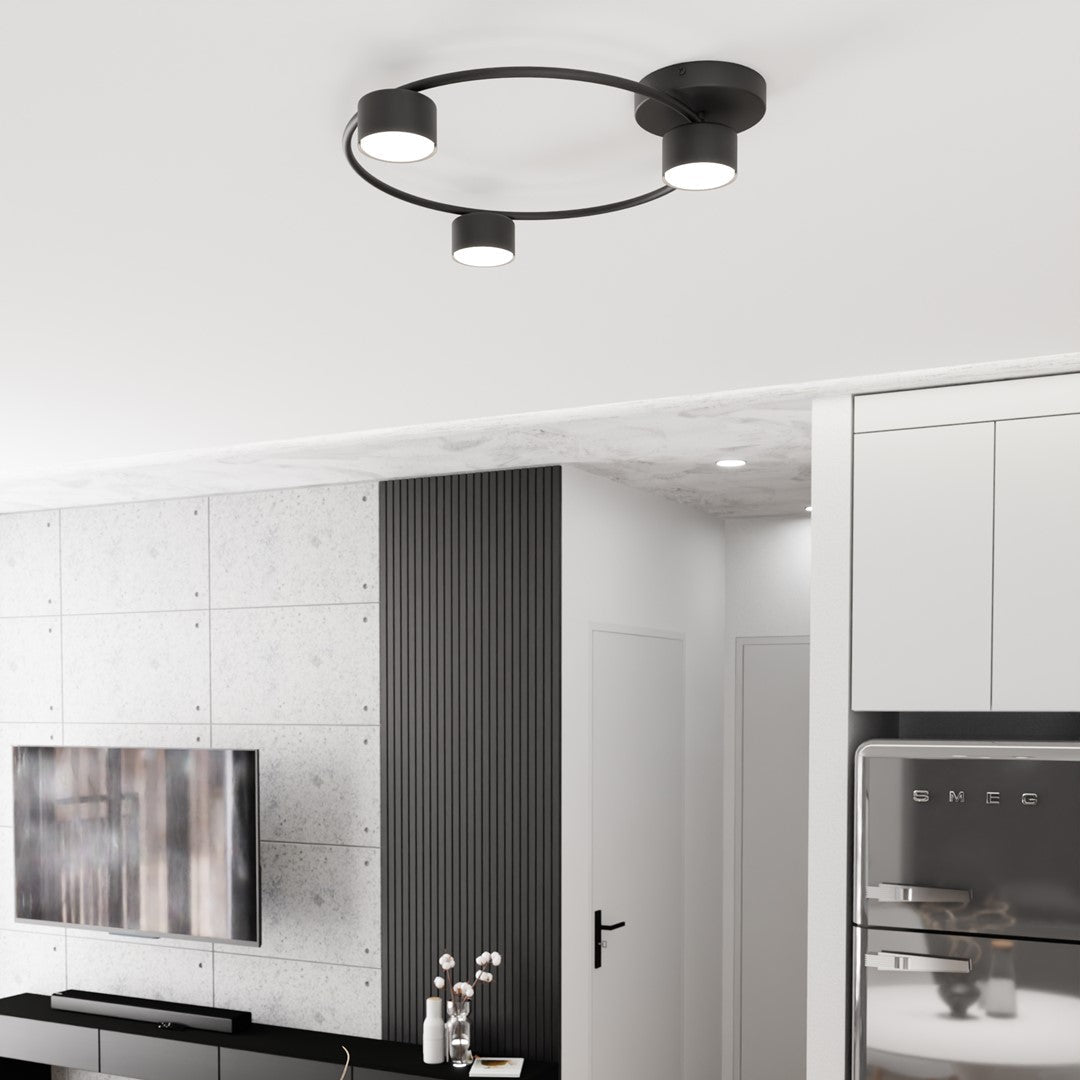 Lucio 3 Light Semi Flush Black