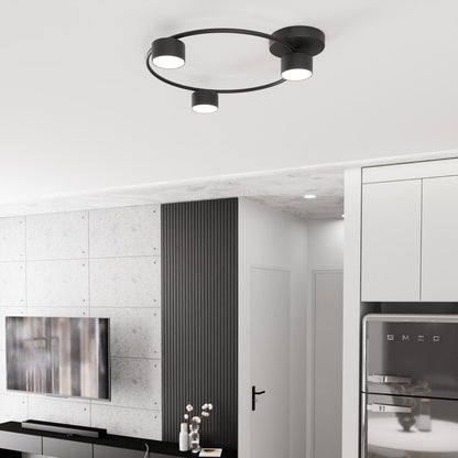 Lucio 3 Light Semi Flush Black