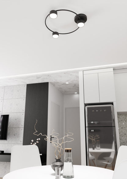 Lucio 3 Light Semi Flush Black