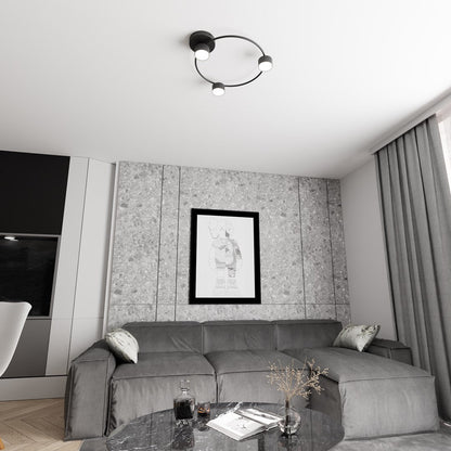 Lucio 3 Light Semi Flush Black