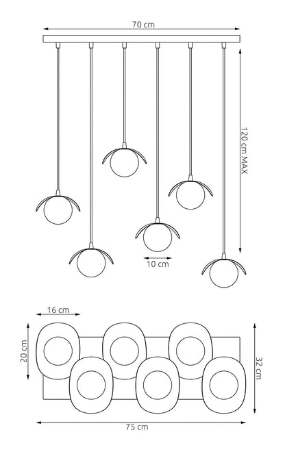 Ritual 6 Light Pendant Black & White