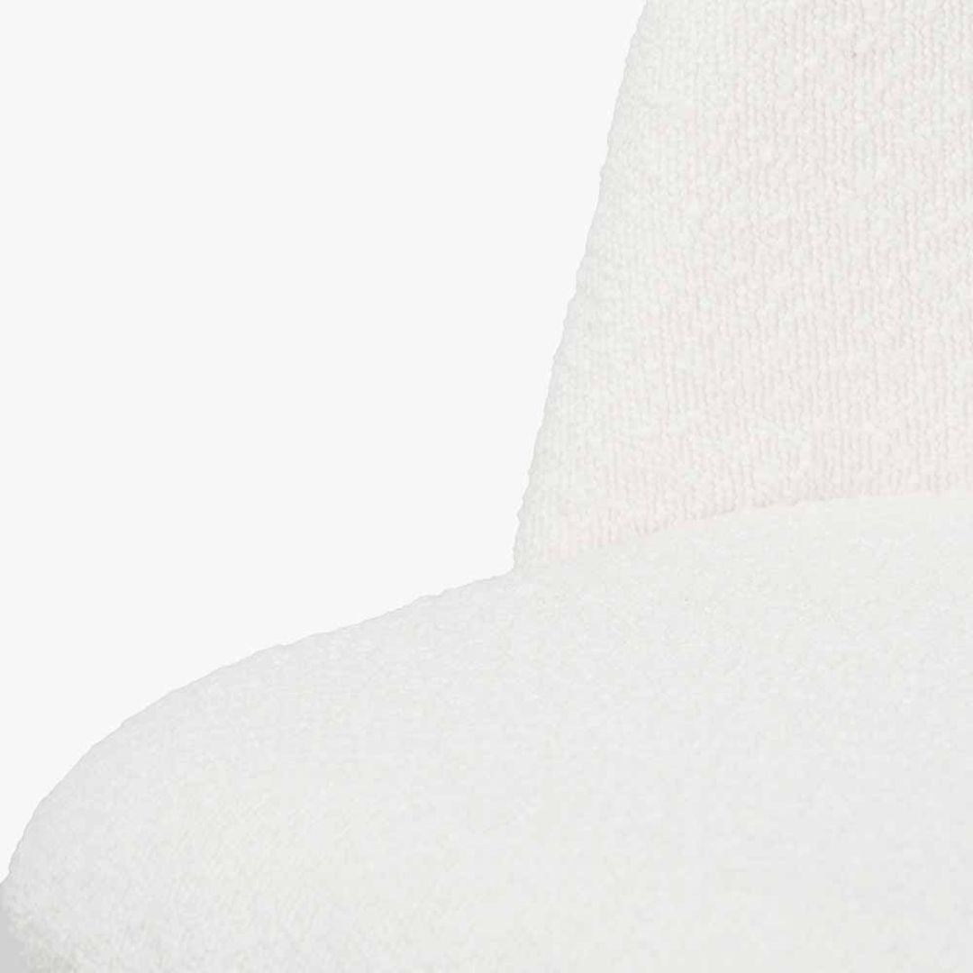 Turi White Bouclé Fabric and Black Metal Bar Stool