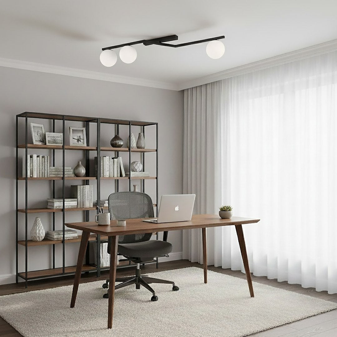 Naton 3 Light Semi Flush Black & White