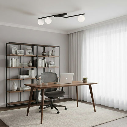 Naton 3 Light Semi Flush Black & White