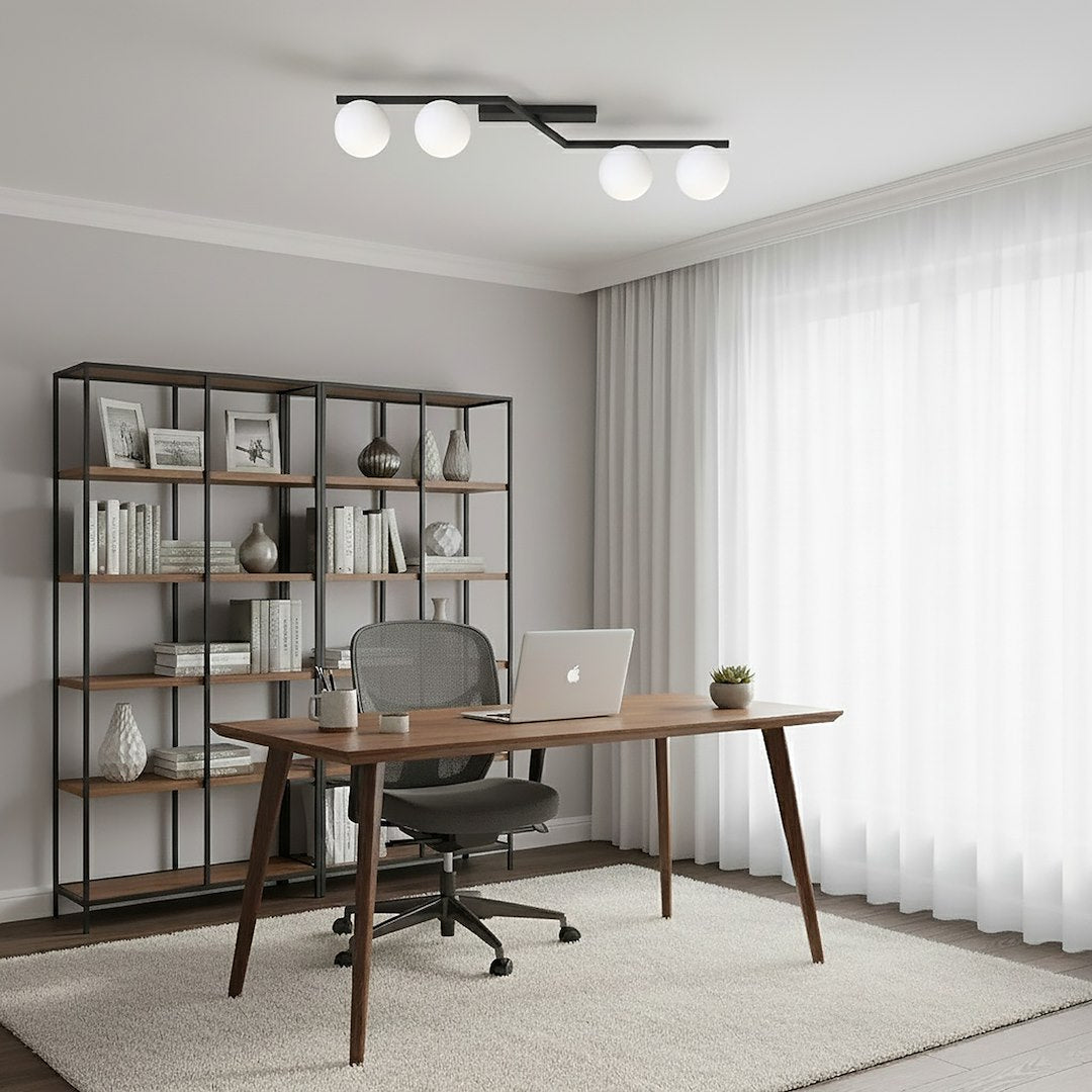 Naton 4 Light Semi Flush Black & White