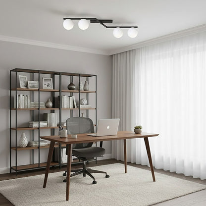 Naton 4 Light Semi Flush Black & White