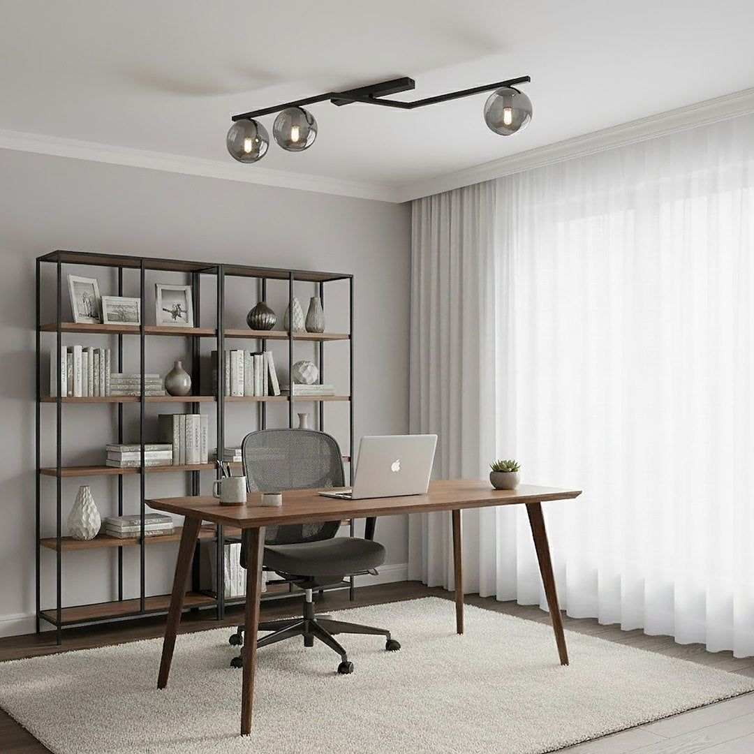 Naton 3 Light Semi Flush Black & Graphite