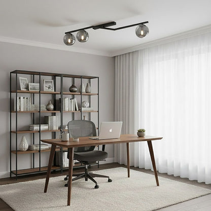 Naton 3 Light Semi Flush Black & Graphite