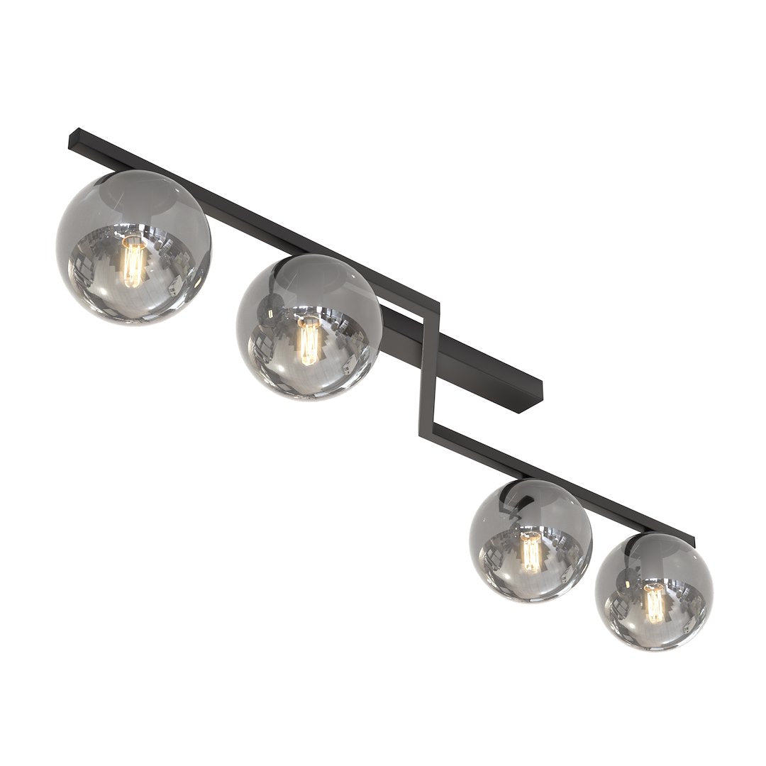 Naton 4 Light Semi Flush Black & Graphite