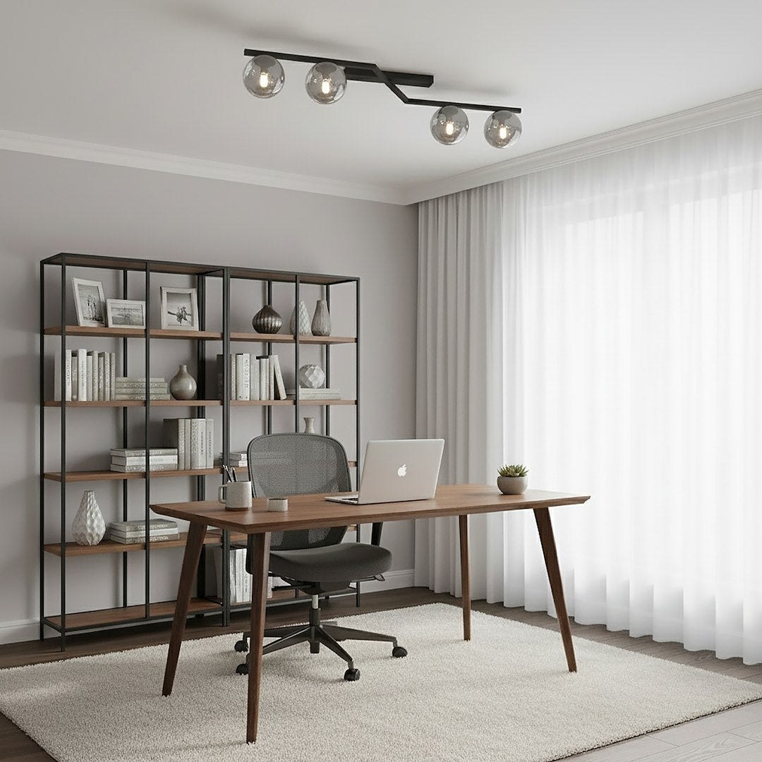 Naton 4 Light Semi Flush Black & Graphite