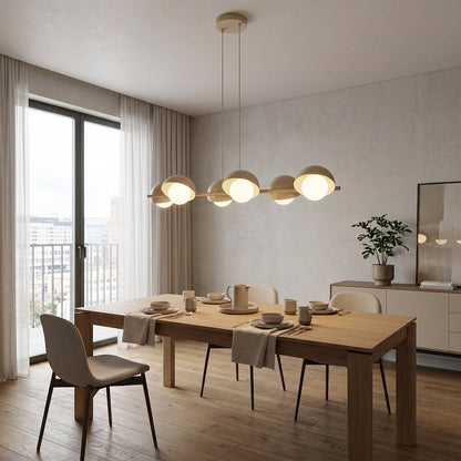 Boom 6 Light Pendant Mocha & White