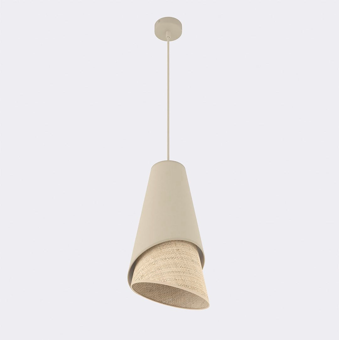 Moda 1 Light Pendant Beige & Rattan