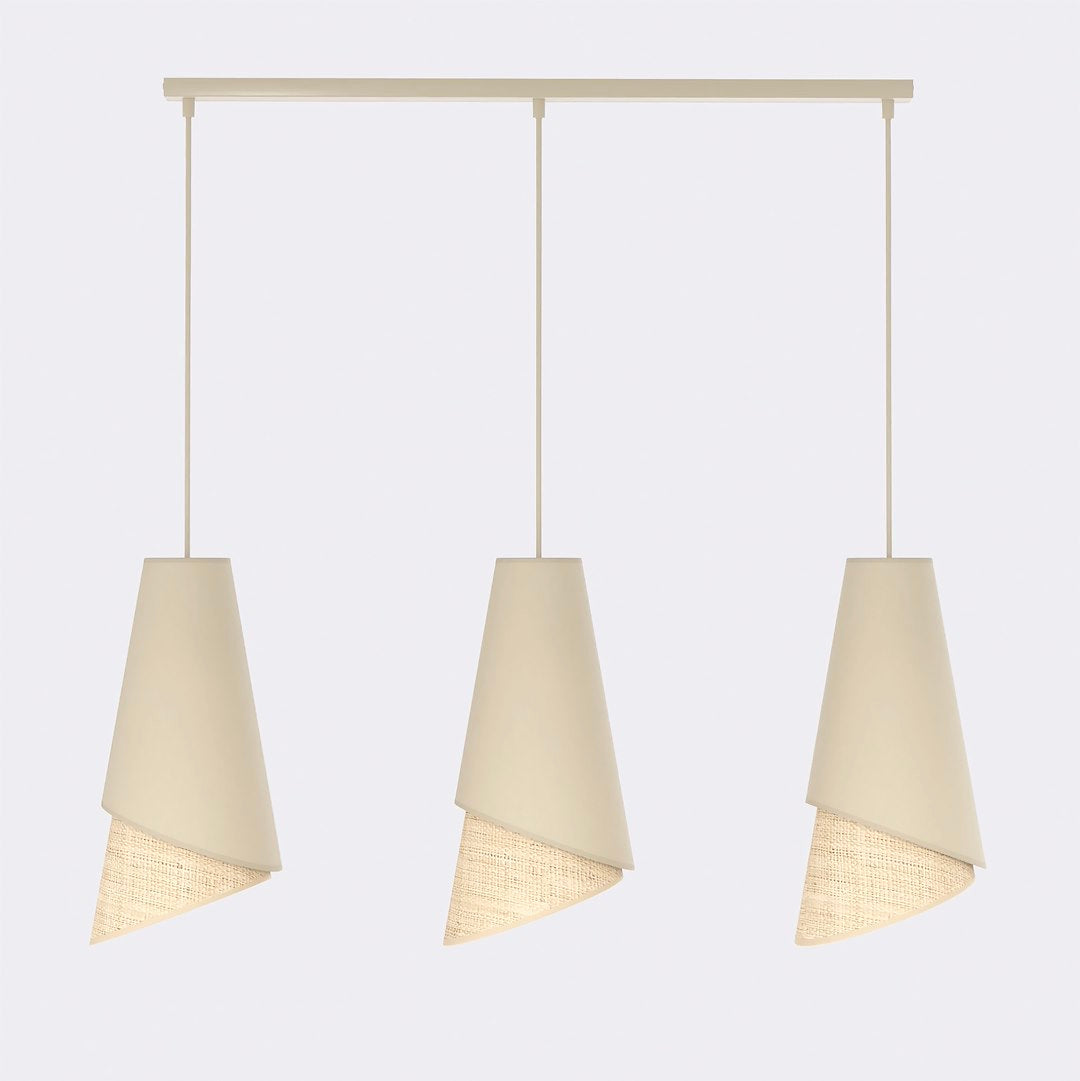 Moda 3 Light Pendant Beige & Rattan