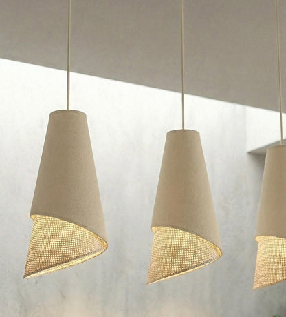 Moda 3 Light Pendant Beige & Rattan