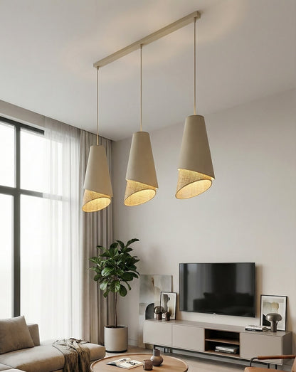 Moda 3 Light Pendant Beige & Rattan