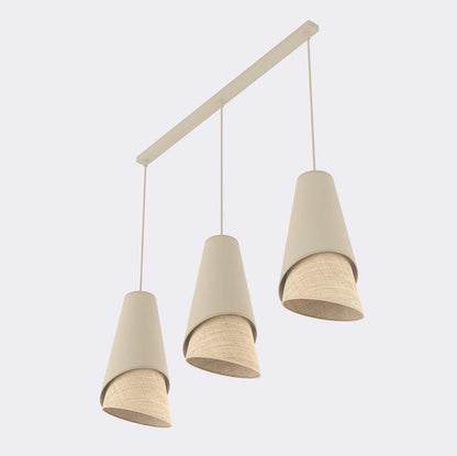 Moda 3 Light Pendant Beige & Rattan