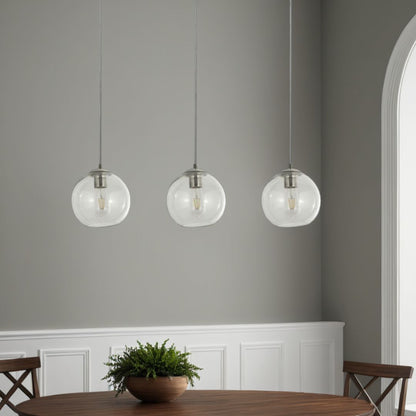 Balls 3 Light Chrome and Glass Pendant Bar