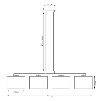Karbon 4 Light Linear Pendant Black
