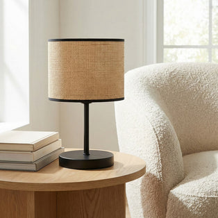 Eco Table Lamp Black & Rattan