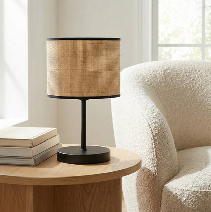 Eco Table Lamp Black & Rattan