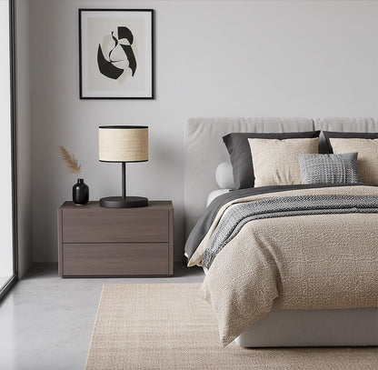 Eco Table Lamp Black & Rattan