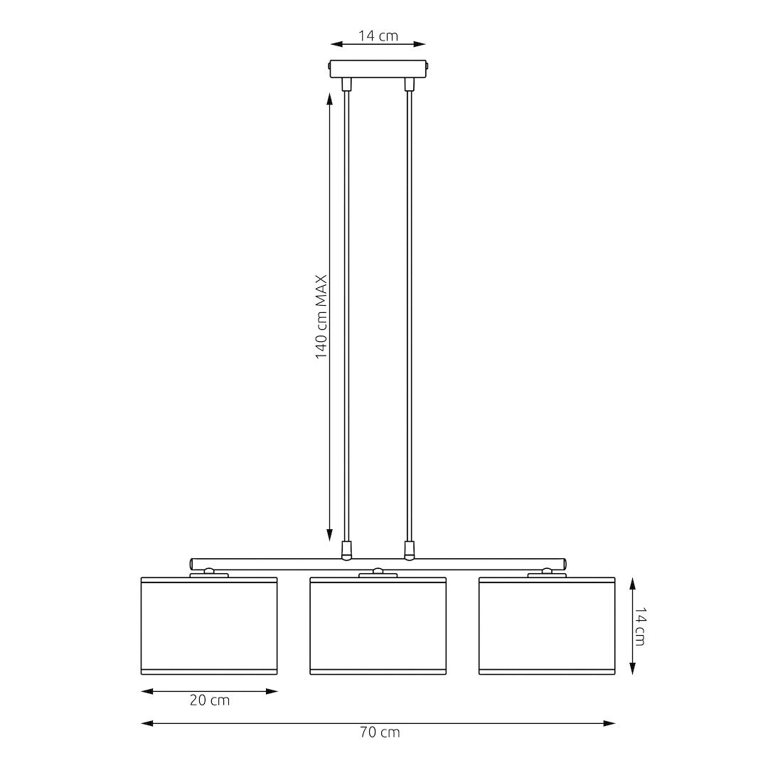 Eco 3 Light Linear Pendant Grey & Black