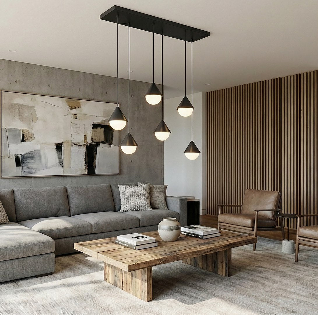 Giro 6 Light Linear Pendant Black