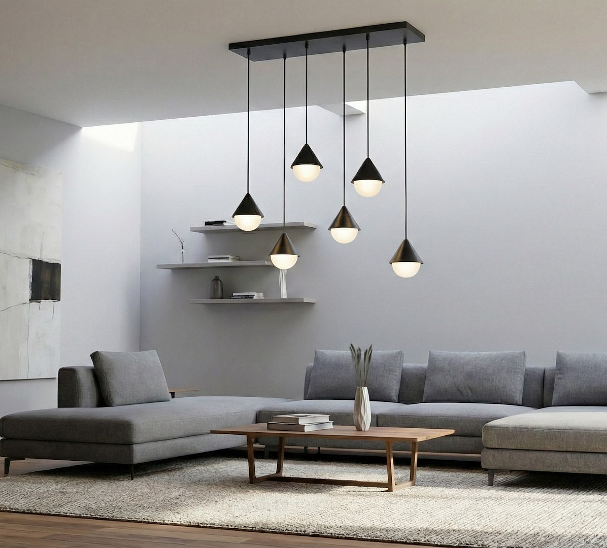 Giro 6 Light Linear Pendant Black