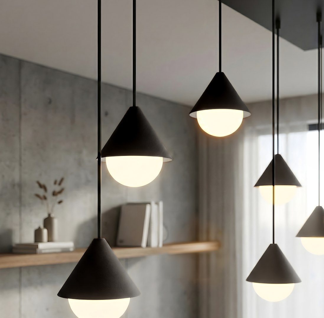 Giro 6 Light Linear Pendant Black
