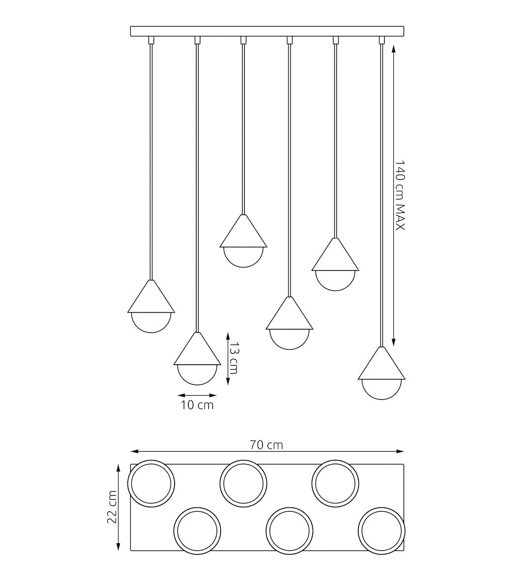 Giro 6 Light Linear Pendant Black