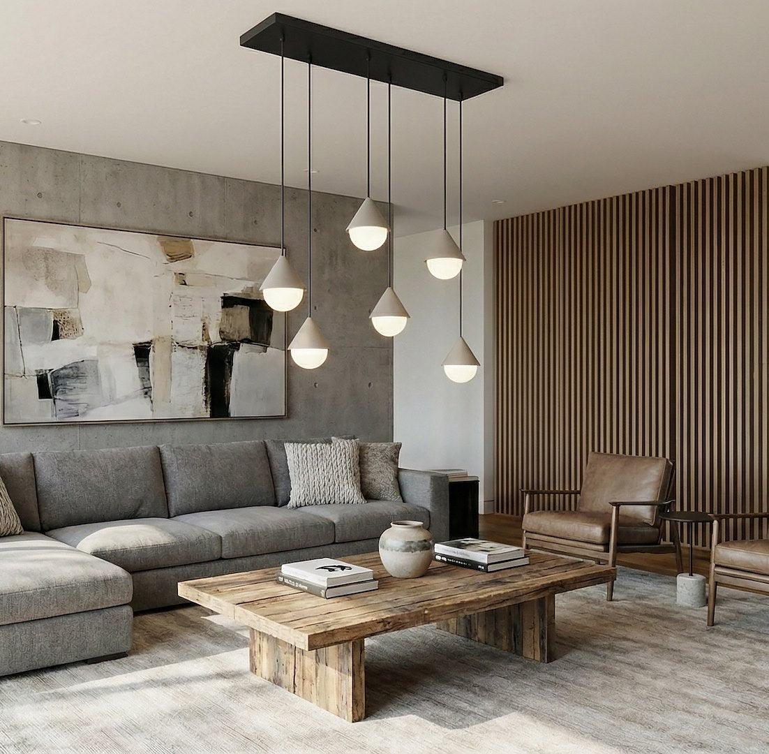 Giro 6 Light Linear Pendant Black & Beige