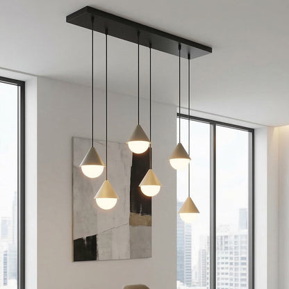 Giro 6 Light Linear Pendant Black & Beige