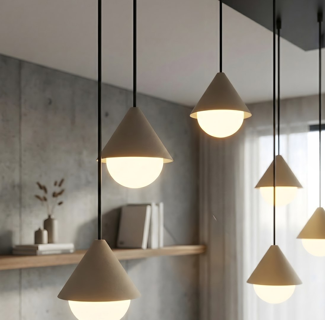 Giro 6 Light Linear Pendant Black & Beige