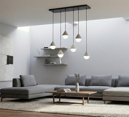Giro 6 Light Linear Pendant Black & Beige