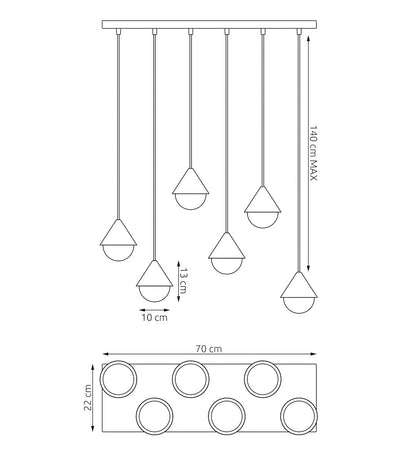 Giro 6 Light Linear Pendant Black & Beige